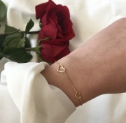 Srebrna pozłacana bransoletka serca NA ZAWSZE