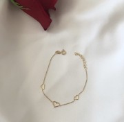 Srebrna pozłacana bransoletka serca NA ZAWSZE