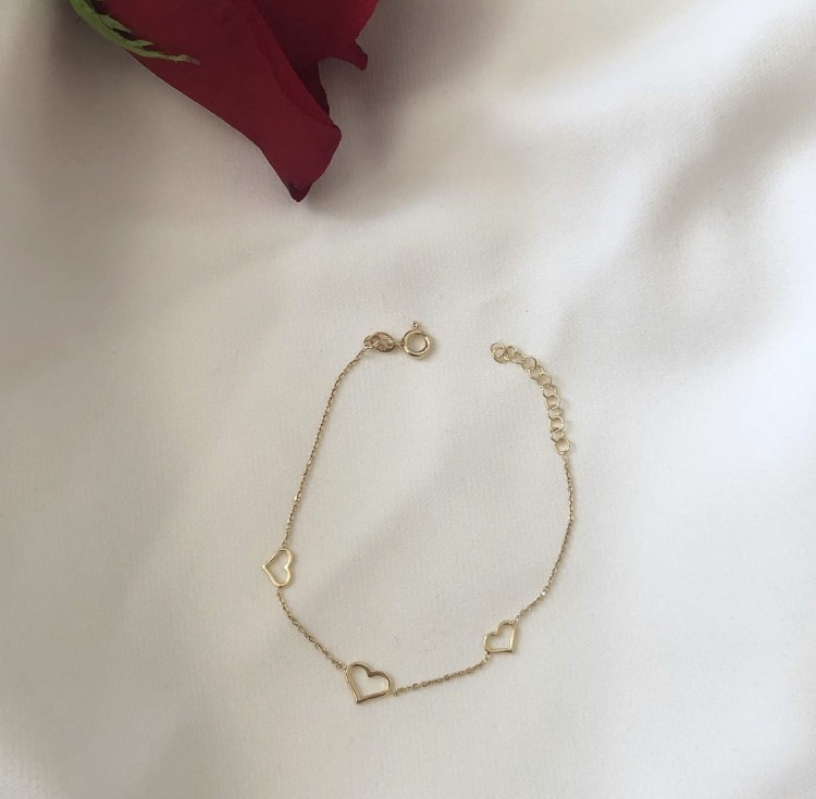 Srebrna pozłacana bransoletka serca NA ZAWSZE