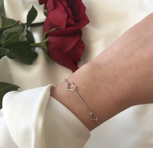 Srebrna bransoletka serca NA ZAWSZE