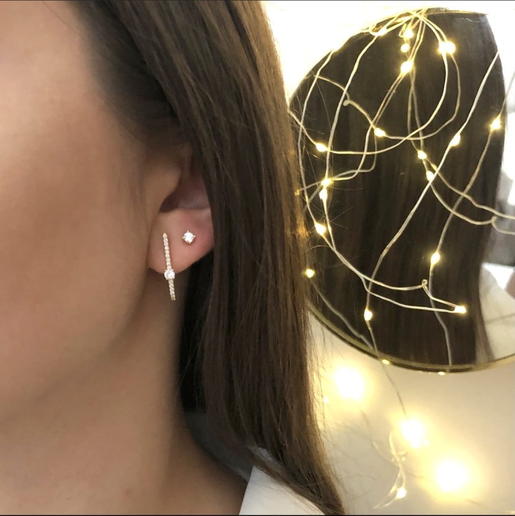 Srebrne pozłacane kolczyki z cyrkoniami