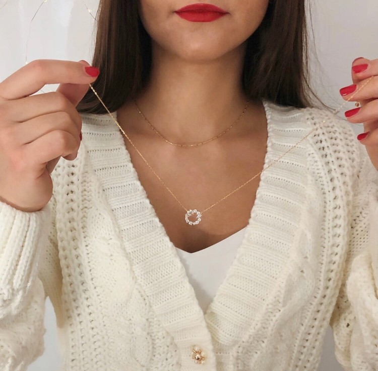 Srebrny naszyjnik koło z cyrkoniami RÓŻA