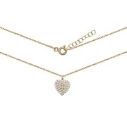 Srebrny pozłacany naszyjnik serce z cyrkoniami