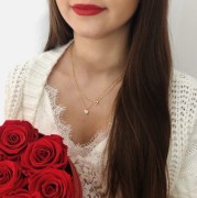 Srebrny pozłacany naszyjnik serce z cyrkoniami