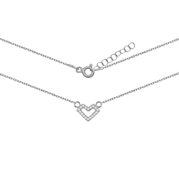 Srebrny naszyjnik serce z cyrkoniami