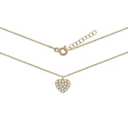 Srebrny pozłacany naszyjnik serce z cyrkoniami