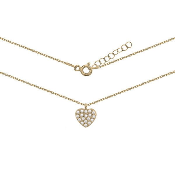 Srebrny pozłacany naszyjnik serce z cyrkoniami