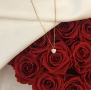 Srebrny pozłacany naszyjnik serce z cyrkoniami