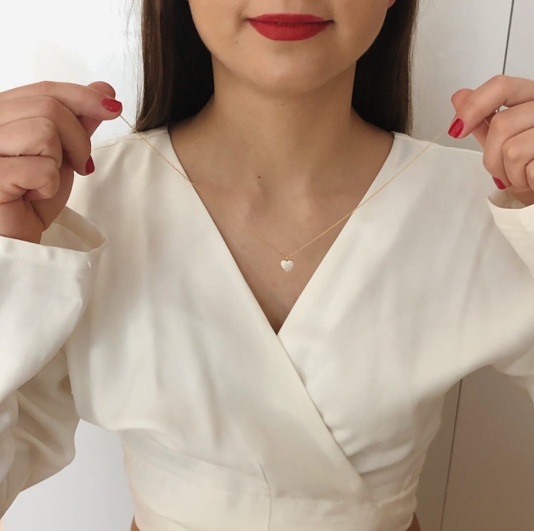 Srebrny naszyjnik serce z cyrkoniami