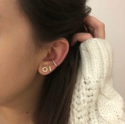 Srebrne pozłacane kolczyki koła z cyrkoniami