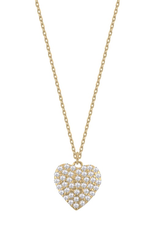 Srebrny pozłacany naszyjnik serce z cyrkoniami