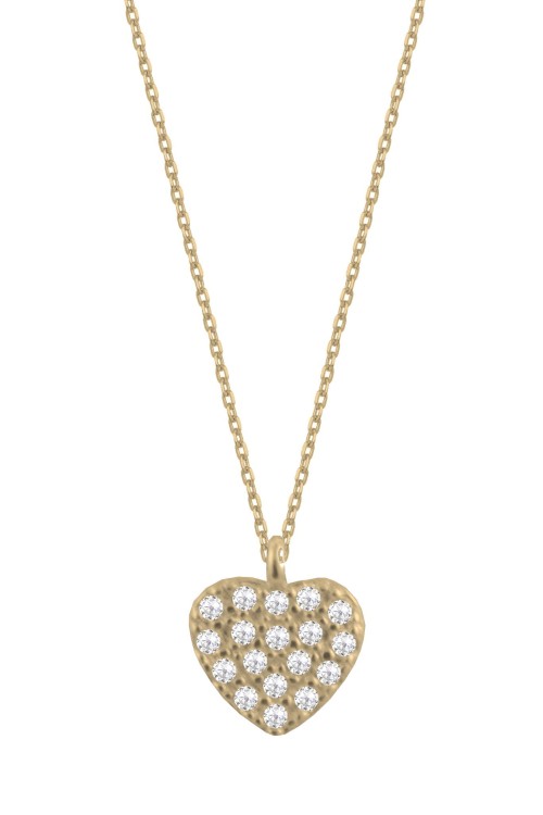 Srebrny pozłacany naszyjnik serce z cyrkoniami