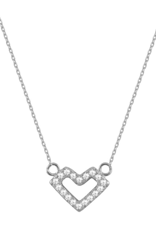 Srebrny naszyjnik serce z cyrkoniami
