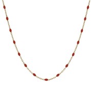 Srebrny pozłacany naszyjnik choker z czerwoną emalią