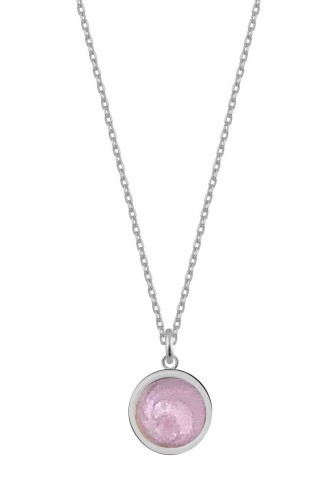Srebrny naszyjnik koło z różową emalią