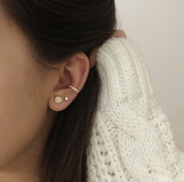 Srebrne pozłacane kolczyki koła z cyrkoniami