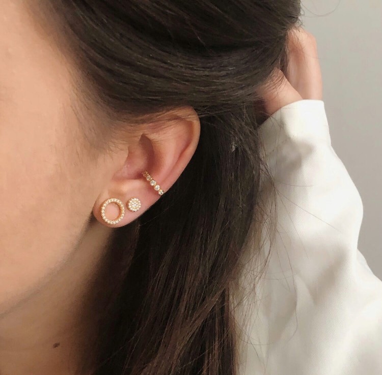 Srebrne pozłacane kolczyki koła z cyrkoniami