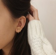 Srebrny pozłacany kolczyk nausznica