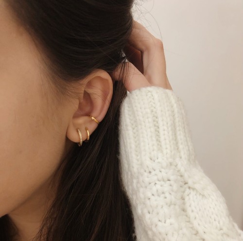 Srebrny pozłacany kolczyk nausznica