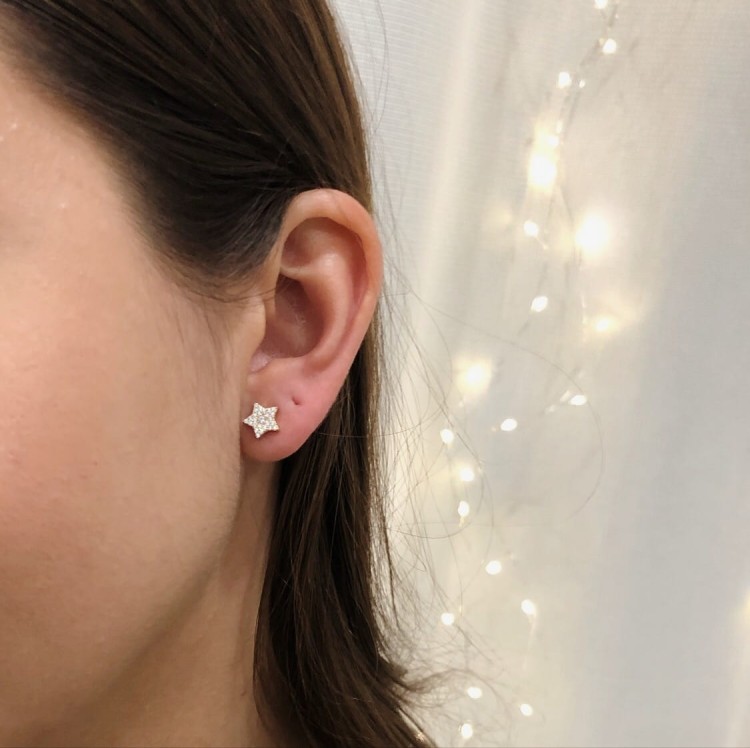 Srebrne kolczyki gwiazdki z cyrkoniami