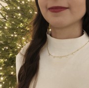Srebrny pozłacany naszyjnik choker łańcuch z cyrkoniami