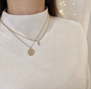 Srebrny pozłacany naszyjnik koło