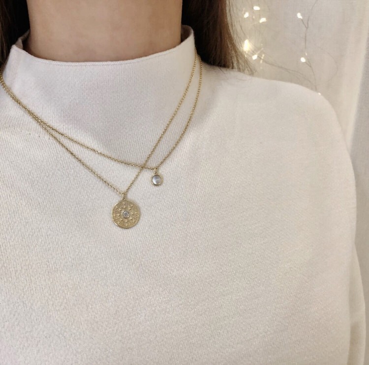 Srebrny pozłacany naszyjnik koło