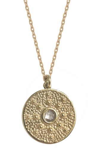 Srebrny pozłacany naszyjnik koło