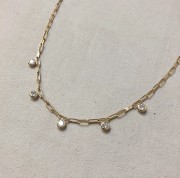 Srebrny pozłacany naszyjnik choker łańcuch z cyrkoniami
