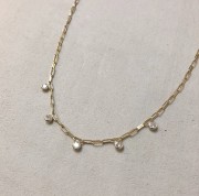 Srebrny pozłacany naszyjnik choker łańcuch z cyrkoniami