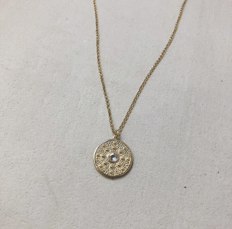 Srebrny pozłacany naszyjnik koło
