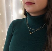 Srebrny pozłacany naszyjnik z cyrkonią czarną