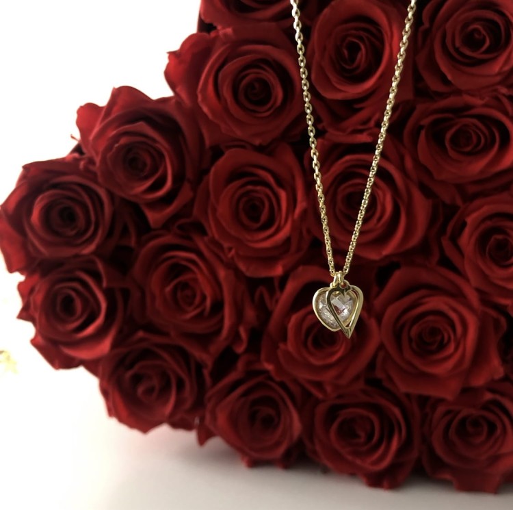 Srebrny pozłacany naszyjnik serca NASZE