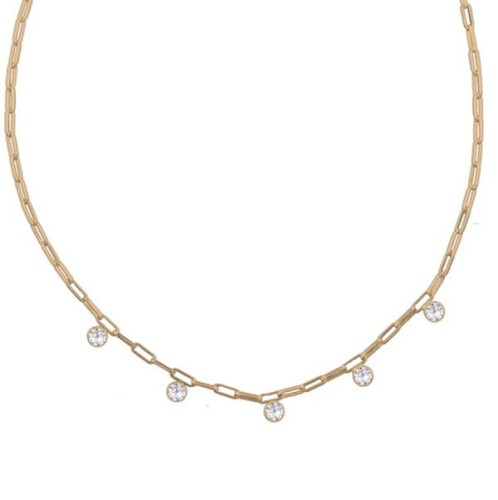 Srebrny pozłacany naszyjnik choker łańcuch z cyrkoniami