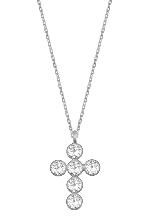 Srebrny naszyjnik z krzyżem i cyrkoniami