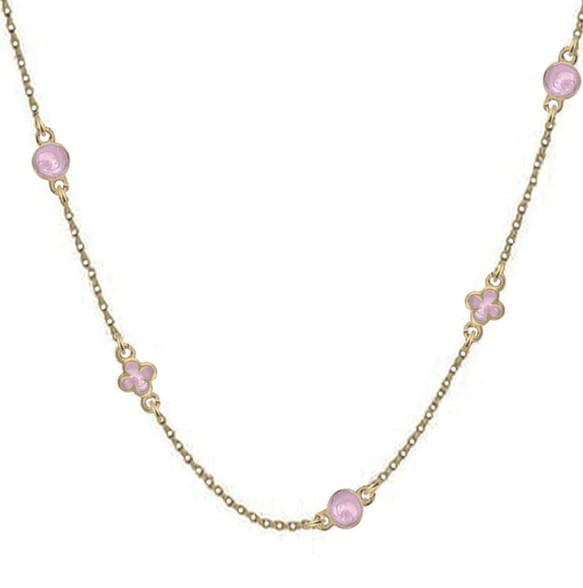 Srebrny pozłacany naszyjnik choker z wisiorkami różowa emalia