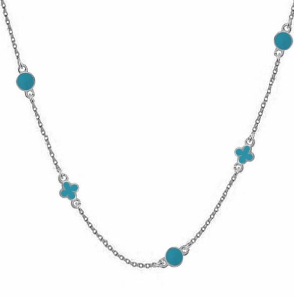 Srebrny naszyjnik choker z wisiorkami niebieska emalia