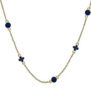 Srebrny pozłacany naszyjnik choker z wisiorkami granatowa emalia