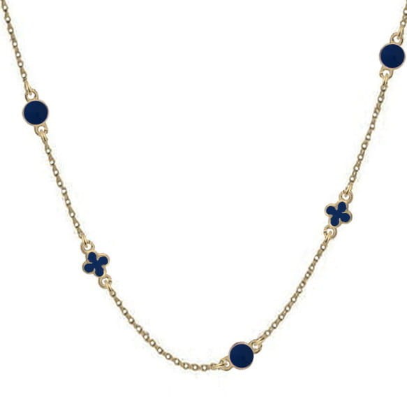 Srebrny pozłacany naszyjnik choker z wisiorkami granatowa emalia