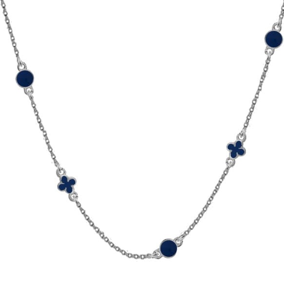 Srebrny naszyjnik choker z wisiorkami granatowa emalia