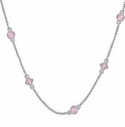 Srebrny naszyjnik choker z wisiorkami różowa emalia