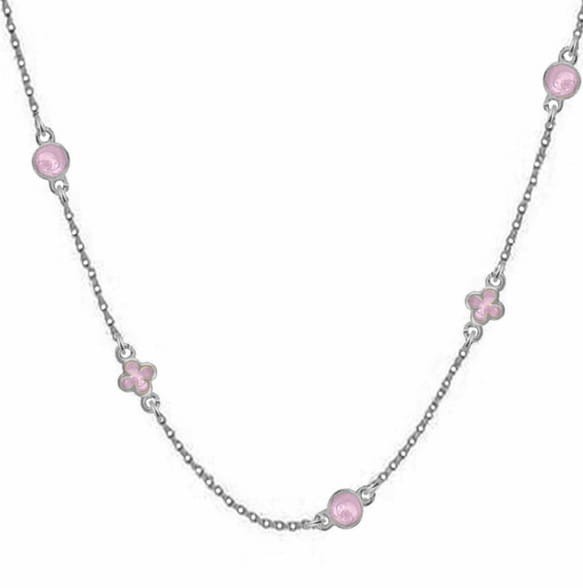 Srebrny naszyjnik choker z wisiorkami różowa emalia