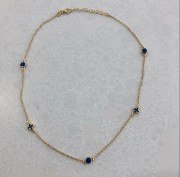 Srebrny pozłacany naszyjnik choker z wisiorkami granatowa emalia