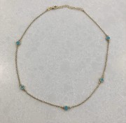 Srebrny pozłacany naszyjnik choker z wisiorkami niebieska emalia