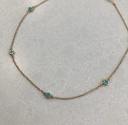 Srebrny pozłacany naszyjnik choker z wisiorkami niebieska emalia