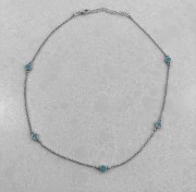 Srebrny naszyjnik choker z wisiorkami niebieska emalia