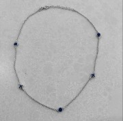 Srebrny naszyjnik choker z wisiorkami granatowa emalia