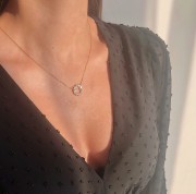 Srebrny pozłacany naszyjnik koło z cyrkoniami RÓŻA