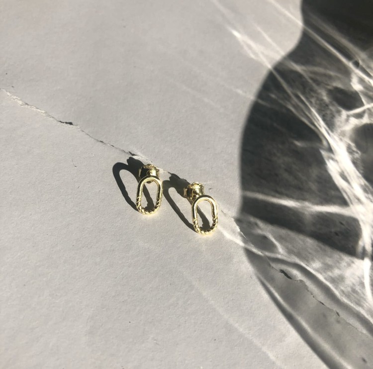 Srebrne pozłacane kolczyki podłużne twist