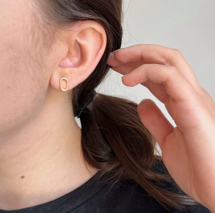 Srebrne pozłacane kolczyki podłużne